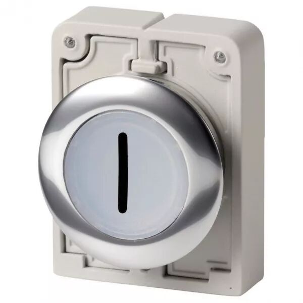 Bouton poussoir lumineux, 30mm, flush, � accroch blanc, avec inscription  (182935)