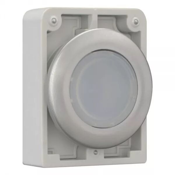 BOUTON POUSSOIR LUMINEUX, 30MM, FLUSH, � ACCROCH BLANC, SANS INSCRIPTION