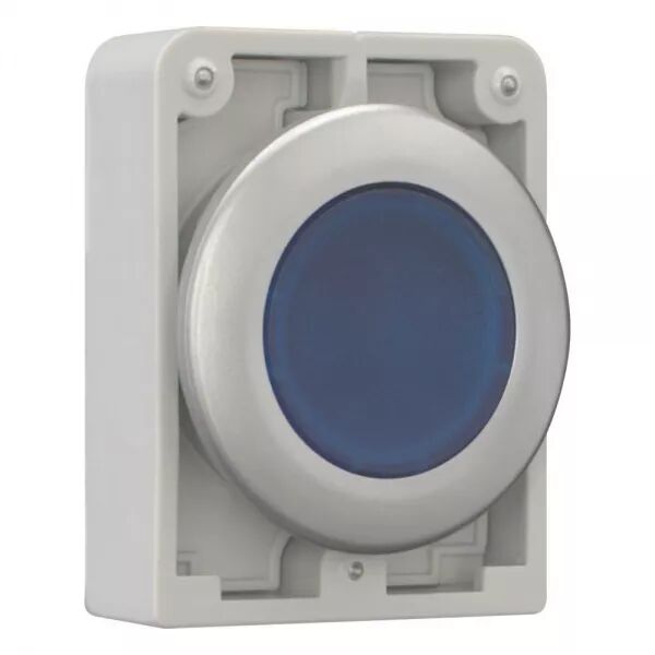BOUTON POUSSOIR LUMINEUX, 30MM, FLUSH, � ACCROCH BLEU, SANS INSCRIPTION