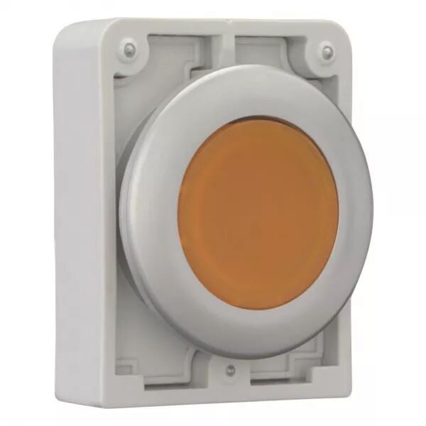 BOUTON POUSSOIR LUMINEUX, 30MM, FLUSH, � ACCROCH ORANGE, SANS INSCRIPTION