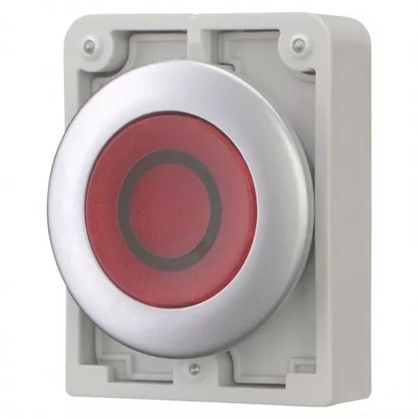 Bouton poussoir lumineux, 30mm, flush, � accroch rouge, avec inscription  (182933)