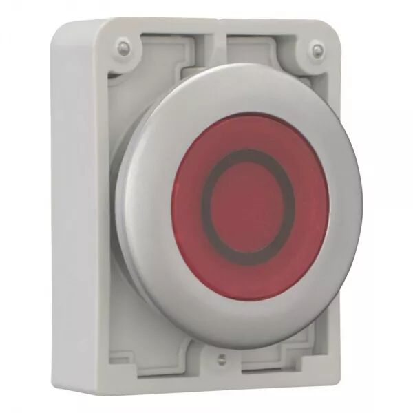 BOUTON POUSSOIR LUMINEUX, 30MM, FLUSH, � ACCROCH ROUGE, AVEC INSCRIPTION