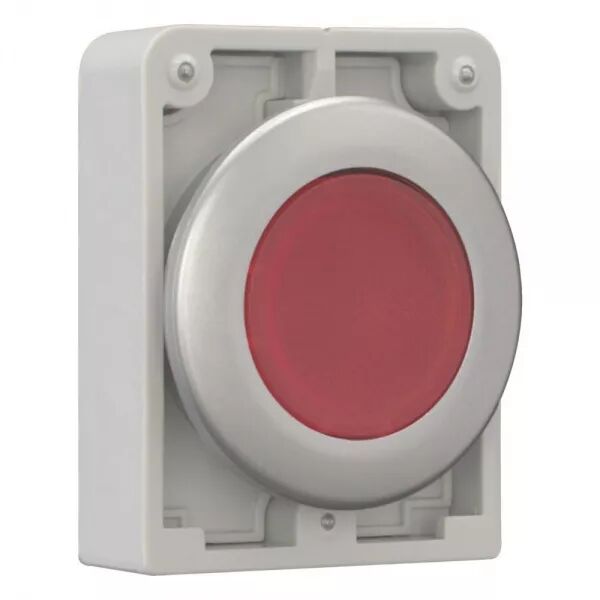 BOUTON POUSSOIR LUMINEUX, 30MM, FLUSH, A RAPPEL,ROUGE, SANS INSCRIPTION