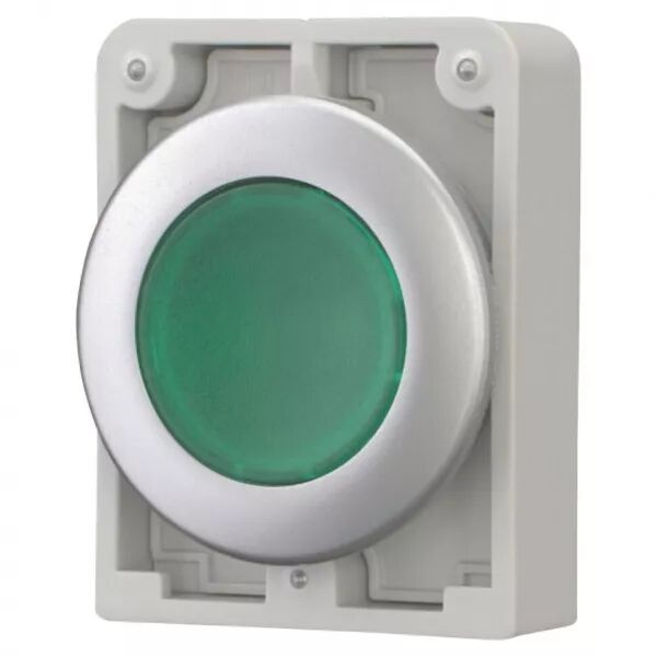 Bouton poussoir lumineux, 30mm, flush, a rappel,vert, sans inscription (182927)