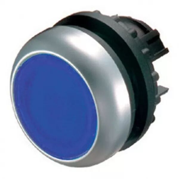 Bouton-poussoir lumineux, plat, bleu, � rappel (216931)