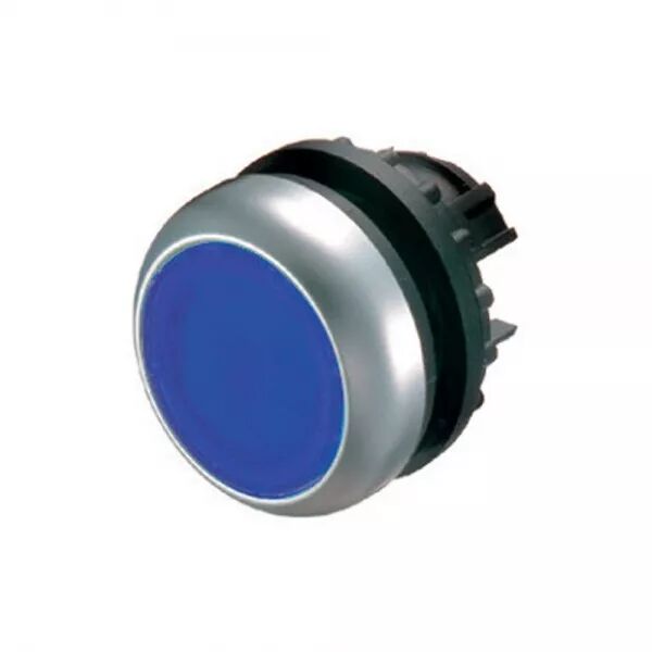 BOUTON-POUSSOIR LUMINEUX, PLAT, BLEU, � RAPPEL