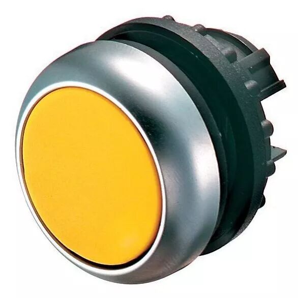 Bouton-poussoir lumineux, plat, jaune, � rappel (216929)