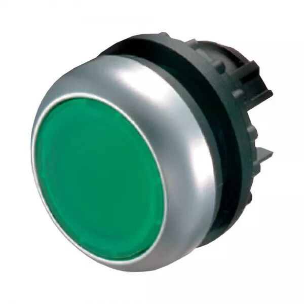 BOUTON-POUSSOIR LUMINEUX, PLAT, VERT, � ACCROCHAGE