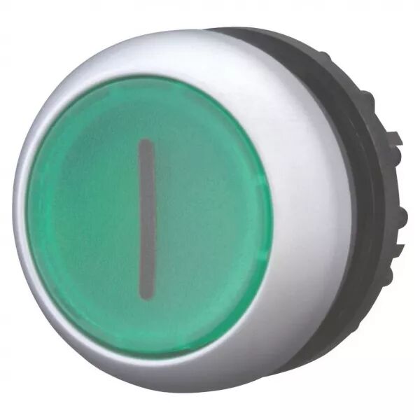 Bouton-poussoir lumineux, plat, vert I, � rappel (216938)