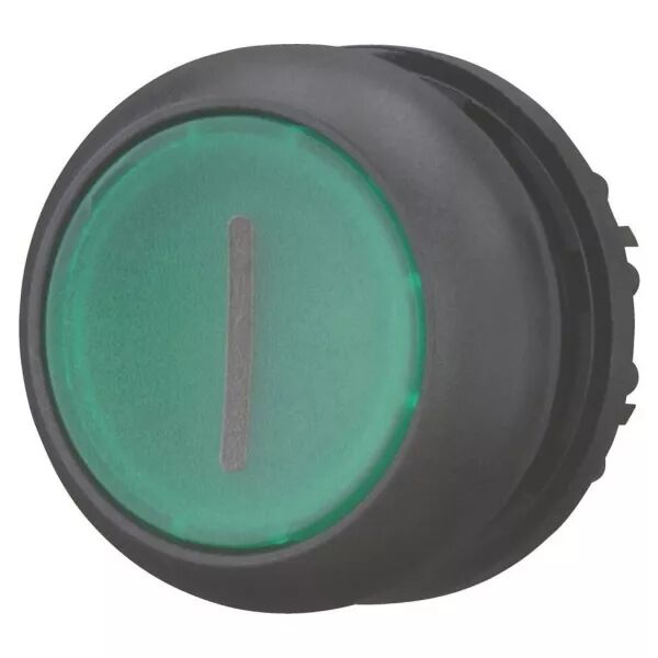 Bouton-poussoir lumineux, plat, vert I, � rappel (216939)