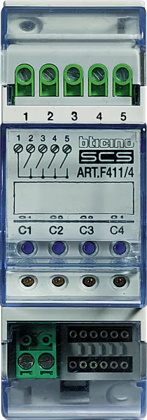 bticino-actionneur 4 relais pour �clairage/moteur myhome_up - 2 modules (f411/4)