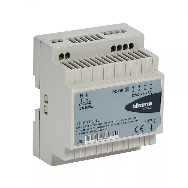 bticino-alimentation continue 230v et 12v= 5a � d�coupage - 4 modules din (005402)