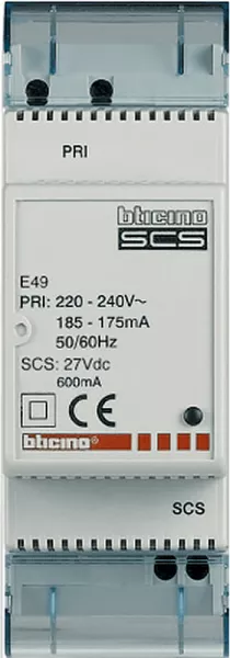 bticino-alimentation modulaire myhome_up 0,6a - 2 modules - 230v~ et 27v= (e49)