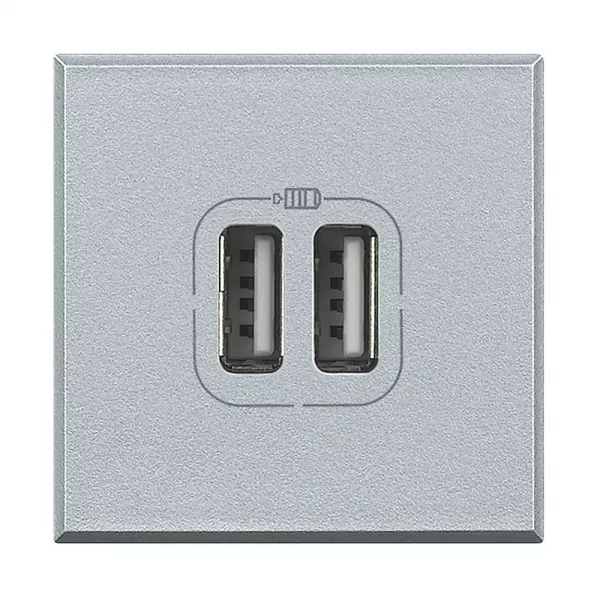 bticino-chargeur 2 usb type-a + type-c 3a 5v= 15w axolute 2 modules 230v - alu (bthc4287c2)