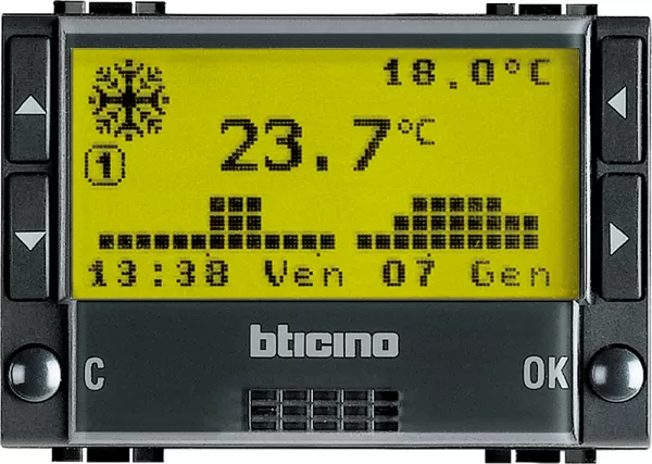 bticino-chrono-thermostat encastr� livinglight - anthracite (l4451)