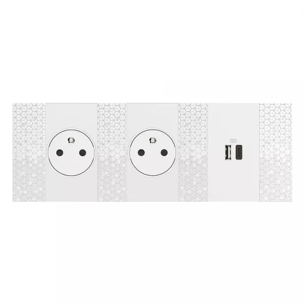 bticino-enjoliveur living now pour prise de courant surface 2 modules - blanc (btkw55f)