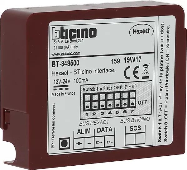 bticino-interface de communication portiers bticino et contr�le d\'acc�s vigik� hexact (bt348500)