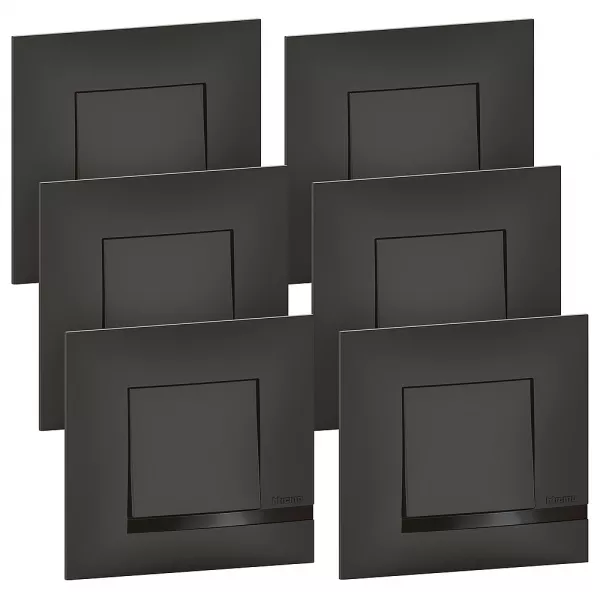 bticino-lot de 6 interrupteurs ou va-et-vient alt�ge complet - finition nuit (btal61sl)
