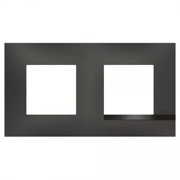 bticino-plaque alt�ge classico 2 postes nuit - noir satin� avec liser� noir brillant (btal9nu2)