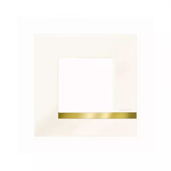 bticino-plaque alt�ge d�co 1 poste opale - blanc brillant avec liser� imitation or (btal9op1)