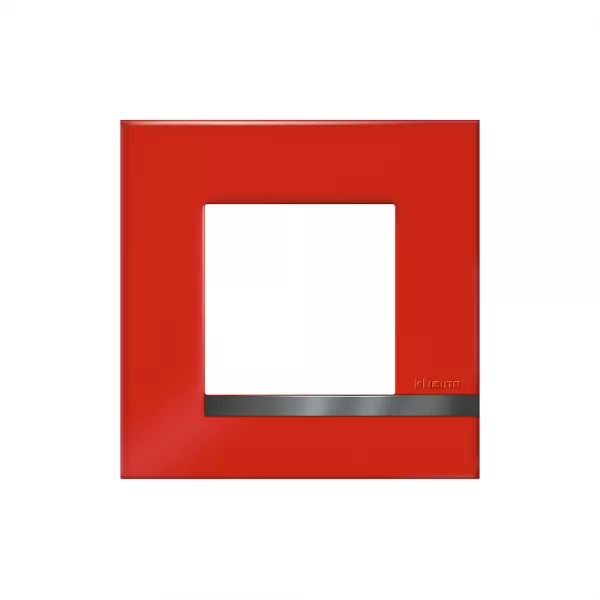 bticino-plaque alt�ge d�co 1 poste rubis - rouge brillant avec liser� effet aluminium (btal9ru1)
