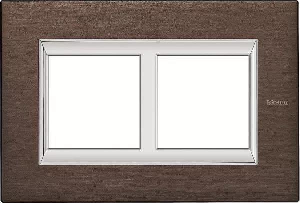 bticino-plaque axolute aluminium anodis� 2+2mod horiz - r�novation entraxe 57mm -bronze (ha4832/2br)