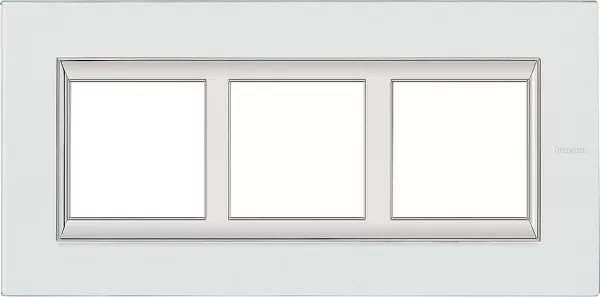 bticino-plaque axolute verre 2+2+2 modules vertical - r�novation entraxe 57mm -cristal (ha4832/3vka)