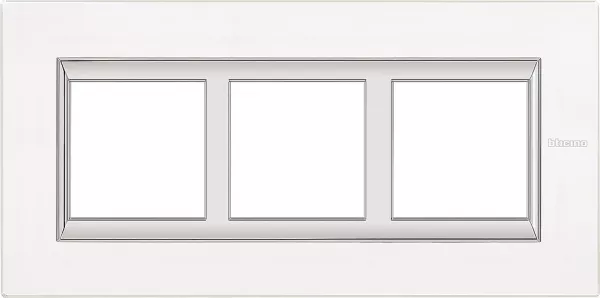 bticino-plaque axolute verre 2+2+2 modules vertical r�novation entraxe 57mm -verre blanc (ha4832m3vbb)