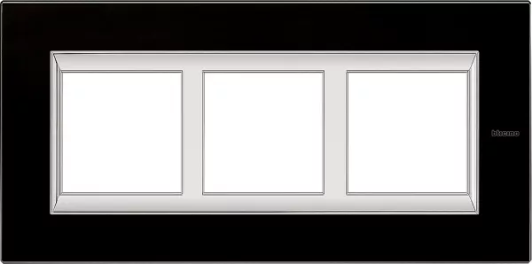 bticino-plaque axolute verre 2+2+2modules vertical - r�novation entraxe 57mm -nuit noire (ha4832/3vnn)