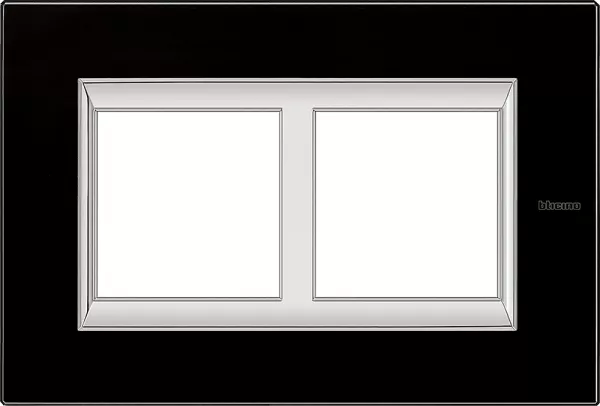 bticino-plaque axolute verre 2+2 modules horiz pour r�novation entraxe 57mm -nuit noire (ha4832/2vnn)