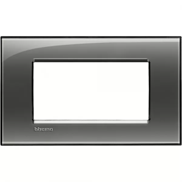 bticino-plaque carr�e livinglight kristall 4 modules - brouillard (lna4804kf)