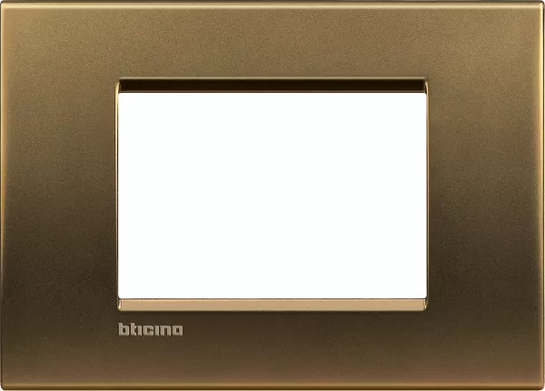 bticino-plaque carr�e livinglight neutre 3 modules - bronze (lna4803bz)