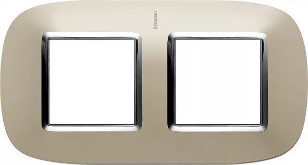 bticino-plaque elliptique axolute m�tal galvanis� 2+2 - titane (hb4802/2tc)