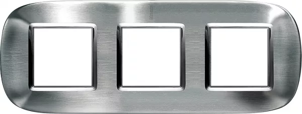 bticino-plaque elliptique axolute m�tal galvanis� 2+2+2 modules - acier bross� (hb4802/3acs)