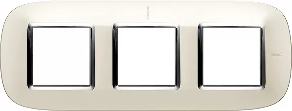 bticino-plaque elliptique axolute m�tal galvanis� 2+2+2 modules - argent satin (hb4802m3san)