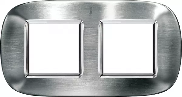 bticino-plaque elliptique axolute m�tal galvanis� 2+2 modules - acier bross� (hb4802/2acs)