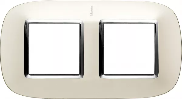 bticino-plaque elliptique axolute m�tal galvanis� 2+2 modules - argent satin (hb4802m2san)