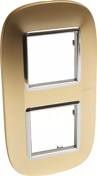bticino-plaque elliptique axolute m�tal galvanis� 2+2 modules - or satin (bthb4802/2osn)