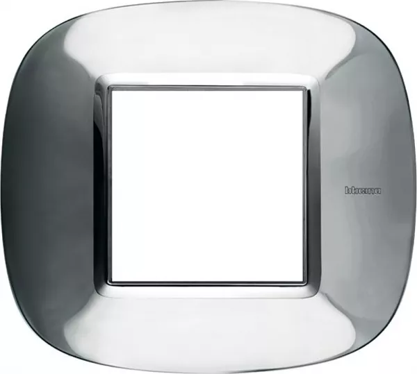 bticino-plaque elliptique axolute m�tal galvanis� 2 modules - acier brillant (hb4802acl)