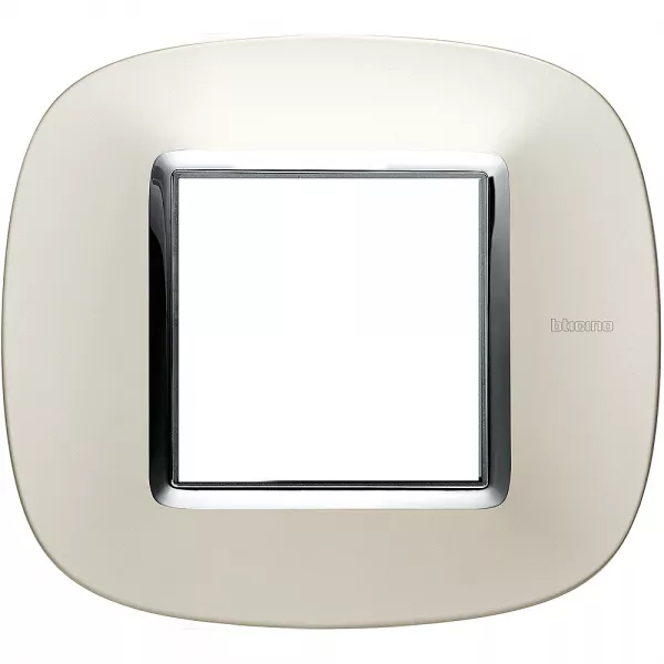 bticino-plaque elliptique axolute m�tal galvanis� 2 modules - argent satin (hb4802san)