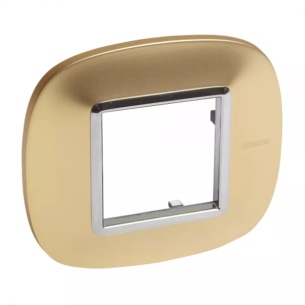 bticino-plaque elliptique axolute m�tal galvanis� 2 modules - or satin (bthb4802osn)