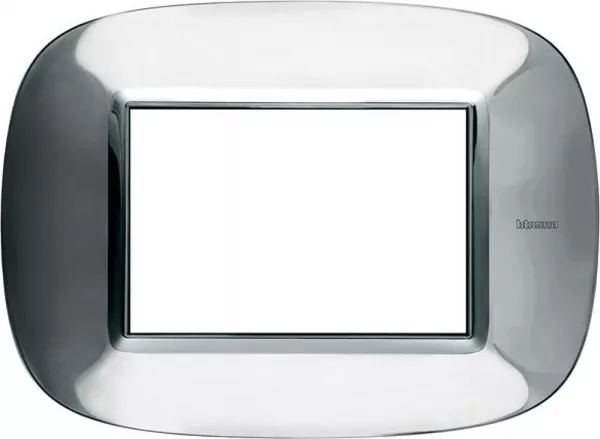 bticino-plaque elliptique axolute m�tal galvanis� 3 modules - acier brillant (hb4803acl)
