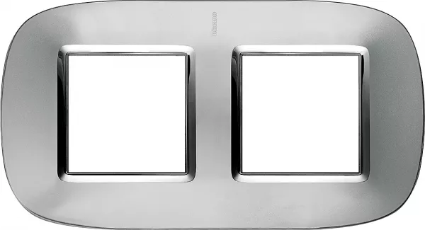 bticino-plaque elliptique axolute m�tallis� 2+2 modules horizontal ou vertical aluminium (hb4802/2xc)