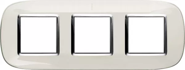 bticino-plaque elliptique axolute translucide 2+2+2 modules - blanc (hb4802/3db)