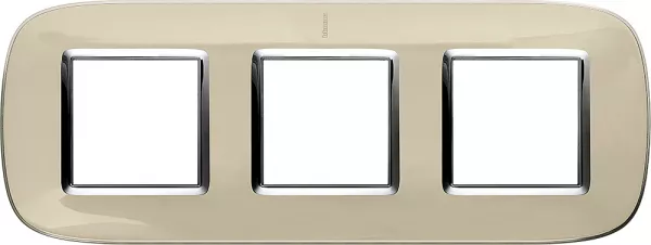 bticino-plaque elliptique axolute translucide 2+2+2 modules - ecru (hb4802/3da)