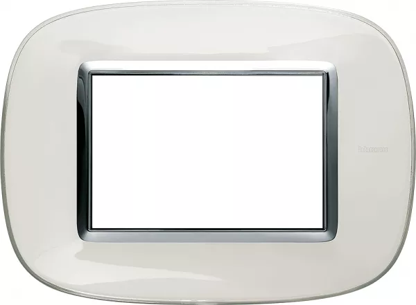 bticino-plaque elliptique axolute translucide 3 modules - blanc (hb4803db)
