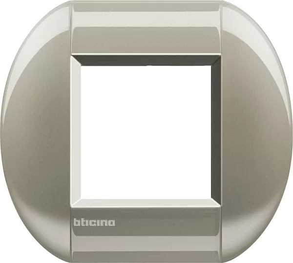 bticino-plaque elliptique livinglight m�tal 2 modules - titane (lnb4802tc)
