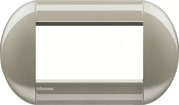 bticino-plaque elliptique livinglight m�tal 4 modules - titane (lnb4804tc)