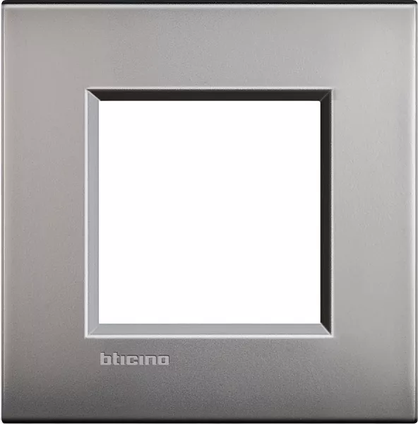 bticino-plaque livinglight air brillant 2 modules - nickel mat (lne4802nk)