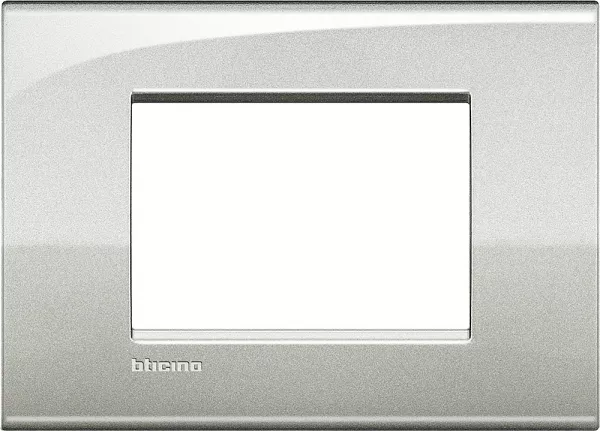 bticino-plaque livinglight air neutre 3 modules - argent lunaire (lnc4803gl)